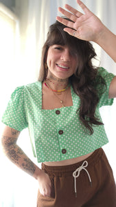 Camila crop mint polka