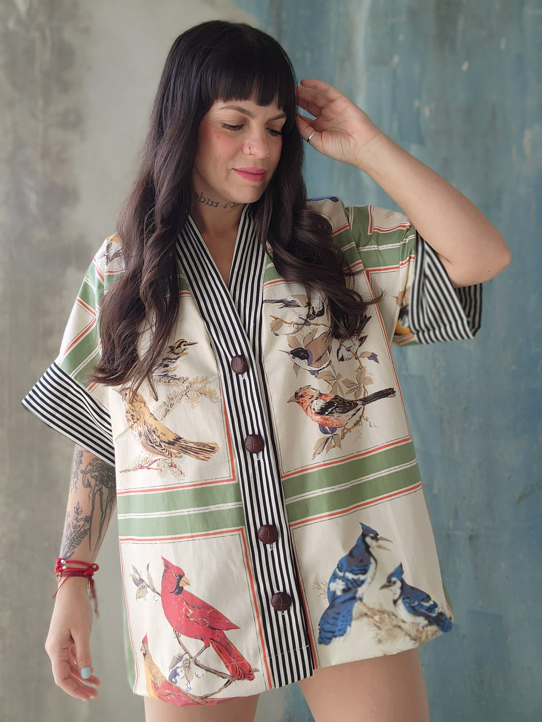 Aviario kimono shirt